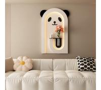AZQOHMIS Décoration Murale LED en Forme d'animal avec décor Assorti, Art Mural texturé en grès avec Vase en Verre, Support Mural pour Plantes pour Salon, café et Boutique (Noir, 55,1 x 35,4 Pouces)