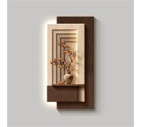 AZQOHMIS Décoration Murale rétroéclairée à Effet d'optique, LED avec télécommande, Imitation grès texturé à 2 Couches, pour Chambre ou Salon (Marron, 100 x 50 cm)