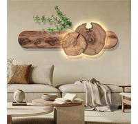 AZQOHMIS Décoration Murale rétroéclairée avec Plante Artificielle, Imitation Bois, LED, avec télécommande, Grande œuvre d'art Simple pour café, Restaurant et hôtel (C, 47,2 x 15,7 Pouces)