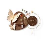 AZQOHMIS Décoration Murale, Tableau Papillon Moderne, Horloge décorative créative silencieuse en 3D, pour Chambre, Salon, Porte d'entrée (Marron-a, 130 cm/51,2 po)