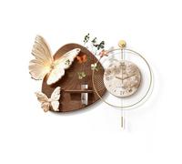 AZQOHMIS Décoration Murale, Tableau Papillon Moderne, Horloge décorative créative silencieuse en 3D, pour Chambre, Salon, Porte d'entrée (Marron-b, 110 cm/43,3 po)