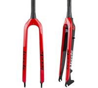 AZQOHMIS Fourche Rigide VTT en Fibre de Carbone, 26/27,5/29 Pouces, Freins à Disque, Pivot Conique 1-1/2 Pouce, axe QR 9 mm, Rouge, 27,5 Pouces
