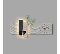 AZQOHMIS Horloge Murale décorative rétroéclairée Suspendue en grès avec Vase en Verre, décoration Murale Chic, Convient au Salon, à la Chambre et au café (Gris, 180 x 72 cm)