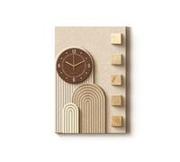 AZQOHMIS Horloge Murale silencieuse en grès stratifié avec Bloc de Bois Massif, décoration Murale Moderne pour Chambre et Bureau (Beige, 75 x 50 cm)