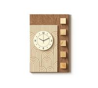 AZQOHMIS Horloge Murale silencieuse en grès stratifié avec Bloc de Bois Massif, décoration Murale Moderne pour Chambre et Bureau (Marron Clair, 75 x 50 cm)
