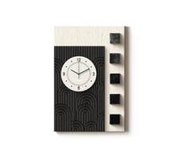 AZQOHMIS Horloge Murale silencieuse en grès stratifié avec Bloc de Bois Massif, décoration Murale Moderne pour Chambre et Bureau (Noir, 105 x 70 cm)