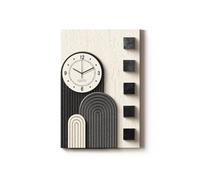 AZQOHMIS Horloge Murale silencieuse en grès stratifié avec Bloc de Bois Massif, décoration Murale Moderne pour Chambre et Bureau (Blanc, 120 x 80 cm)