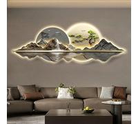 AZQOHMIS Sculpture Murale Peinte en 3D, décoration Murale, Style Chinois Moderne, éclairage LED, Applique Murale, Peinture de Paysage pour Restaurant/1