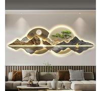 AZQOHMIS Sculpture Murale Peinte en 3D, décoration Murale, Style Chinois Moderne, éclairage LED, Applique Murale, Peinture de Paysage pour Restaurant/1