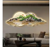 AZQOHMIS Sculpture Murale Peinte en 3D, décoration Murale, Style Chinois Moderne, éclairage LED, Applique Murale, Peinture Murale panoramique représentant Un Paysage pour Restaurant/1