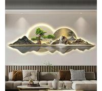 AZQOHMIS Sculpture Murale Peinte en 3D, décoration Murale, Style Chinois Moderne, éclairage LED, Applique Murale, Peinture de Paysage pour Restaurant/1