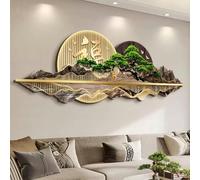 AZQOHMIS Sculpture Murale Peinte en 3D, décoration Murale, Style Chinois Moderne, éclairage LED, Applique Murale, Peinture Murale panoramique représentant Un Paysage pour Restaurant/1