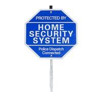 AzReference Panneau d'avertissement « Protected By Home Security System » pour cour - Panneau d'avertissement connecté avec piquet de terre - Aluminium réfléchissant de 40 mm - Protection UV