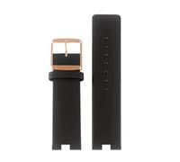 AZSHIW 20 x 9 mm compatible avec Calvin CK Bracelet de montre en cuir cranté compatible K1S21102 K8Y231/K8Y236 noir 16 6(Plain black rose,16x6mm)