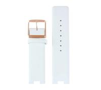 AZSHIW 20 x 9 mm compatible avec Calvin CK Bracelet de montre en cuir cranté compatible K1S21102 K8Y231/K8Y236 noir 16 6(Plain white rose,20x9mm)
