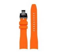 AZSHIW Bracelet de montre en caoutchouc à extrémité incurvée, 20mm 22mm, Compatible avec Casio Swordfish Duro MDV106-1A MDV-106/107-1A, bracelet Sport Silicone(A orange-black,24mm)