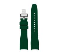 AZSHIW Bracelet de montre en caoutchouc à extrémité incurvée, 20mm 22mm, Compatible avec Casio Swordfish Duro MDV106-1A MDV-106/107-1A, bracelet Sport Silicone(A green-silver,20mm)