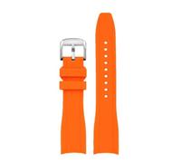 AZSHIW Bracelet de montre en caoutchouc à extrémité incurvée, 20mm 22mm, Compatible avec Casio Swordfish Duro MDV106-1A MDV-106/107-1A, bracelet Sport Silicone(Orange-silver,22mm)