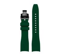 AZSHIW Bracelet de montre en caoutchouc à extrémité incurvée, 20mm 22mm, Compatible avec Casio Swordfish Duro MDV106-1A MDV-106/107-1A, bracelet Sport Silicone(A green-black,20mm)