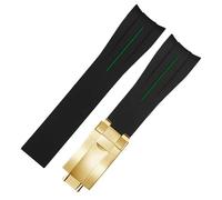 AZSHIW Bracelet de montre en caoutchouc de silicone 20 mm 21 mm compatible avec les montres Rolex, bracelet de plongée étanche, anti-poussière, vente en gros(Black green gold,20mm)