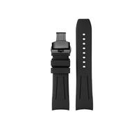 AZSHIW Bracelet de montre en caoutchouc fluoré à extrémité incurvée, compatible avec les montres Longines de 20 mm et 22 mm.(Black black buckle,22mm)