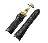 AZSHIW Bracelet de montre en cuir compatible avec Tissot T035 627/407/617, 22 mm, 23 mm, 24 mm, boucle papillon, extrémité incurvée, for homme(Black-Gold,23mm)