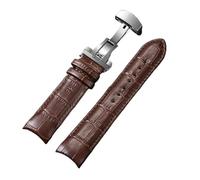 AZSHIW Bracelet de montre en cuir compatible avec Tissot T035 627/407/617, 22 mm, 23 mm, 24 mm, boucle papillon, extrémité incurvée, for homme(Brown-Silver,24mm)