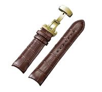AZSHIW Bracelet de montre en cuir compatible avec Tissot T035 627/407/617, 22 mm, 23 mm, 24 mm, boucle papillon, extrémité incurvée, for homme(Brown-Gold,24mm)