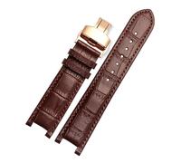AZSHIW Bracelet de montre en cuir cranté 20 x 11 mm et 22 x 13 mm, compatible avec la chaîne de montre étanche GC Guess Passa Leather for hommes et femmes(Brown-rosegold,22x13mm)