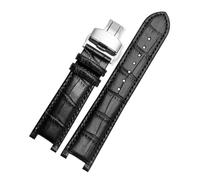 AZSHIW Bracelet de montre en cuir cranté 20 x 11 mm et 22 x 13 mm, compatible avec la chaîne de montre étanche GC Guess Passa Leather for hommes et femmes(Black-silver,20x11mm)