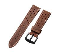 AZSHIW Bracelet de montre en cuir de vachette souple et respirant, compatible avec les montres Huawei Watch GT5/4, style vintage(Dark Brown White,21MM_GOLD BUCKLE)