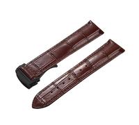 AZSHIW Bracelet de montre en cuir de veau, 19 mm, 20 mm, 21 mm, 22 mm, compatible avec Omega 007, Seamaster 300, De Ville, AT150 et Commander. Boucle déployante.(Brown-Black Buckle,19mm)