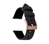 AZSHIW Bracelet de montre en cuir et toile de voile, 18 mm, 20 mm, 22 mm, à dégagement rapide, étanche, style sport(Black-Rose Gold,20mm)