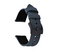 AZSHIW Bracelet de montre en cuir et toile de voile, 18 mm, 20 mm, 22 mm, à dégagement rapide, étanche, style sport(Blue-Black,22mm)
