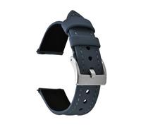 AZSHIW Bracelet de montre en cuir et toile de voile, 18 mm, 20 mm, 22 mm, à dégagement rapide, étanche, style sport(Blue-Silver,18mm)