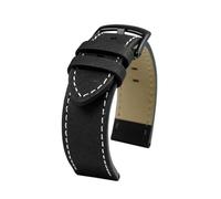 AZSHIW Bracelet de montre en cuir mat 20 mm compatible avec les séries Timex T49905 et T49963, bracelet respirant en cuir de vache givré, noir et marron(P05 black-black)