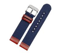 AZSHIW Bracelet de montre en cuir mat 20 mm compatible avec les séries Timex T49905 et T49963, bracelet respirant en cuir de vache givré, noir et marron(TMS-F07 blue-silver)