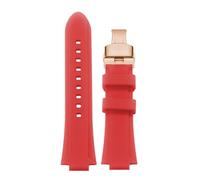 AZSHIW Bracelet de montre en Silicone à bouche convexe, Compatible avec Ulysse Nardin MARINE, sport caoutchouc plongée, noir et bleu, for hommes(Red rose,24x12mm)
