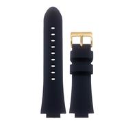 AZSHIW Bracelet de montre en Silicone à bouche convexe, Compatible avec Ulysse Nardin MARINE, sport caoutchouc plongée, noir et bleu, for hommes(Black C gold,24x12mm)