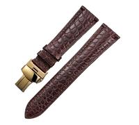 AZSHIW Bracelet de montre homme souple en métal, compatible avec les bracelets en cuir crocodile double face et fermoir papillon, disponibles en 19 mm, 20 mm, 21 mm et 22 mm.(Brown-gold,22mm)