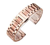 AZSHIW Bracelet de montre universel en acier inoxydable massif à extrémité incurvée 12/13/14/15/16/17/18/19/20/21/22/23/24 mm, compatible avec le fermoir papillon Tissot(Rose-Gold,20mm)