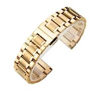 AZSHIW Bracelet de montre universel en acier inoxydable massif à extrémité incurvée 12/13/14/15/16/17/18/19/20/21/22/23/24 mm, compatible avec le fermoir papillon Tissot(Gold,14mm)