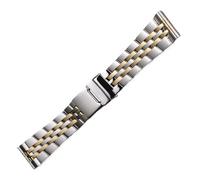 AZSHIW Bracelet de rechange à boucle déployante en acier inoxydable compatible avec les bracelets Breitling de 18, 20, 22 et 24 mm(Silver and gold,24mm)