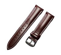 AZSHIW Bracelet en cuir brillant fait main, 20 mm et 22 mm, à dégagement rapide, unisexe, souple, noir, vert, marron, compatible avec Rolex et Tudor(Brown White,22mm)