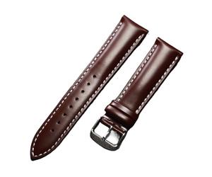 AZSHIW Bracelet en cuir brillant fait main, 20 mm et 22 mm, à dégagement rapide, unisexe, souple, noir, vert, marron, compatible avec Rolex et Tudor(Brown White,20mm)