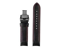 AZSHIW Bracelet en cuir compatible avec Casio Racing EDIFICE EQB-800BL EQB-501 500, bracelet de montre à extrémité incurvée for homme 22 mm(A-Black Red-Black)