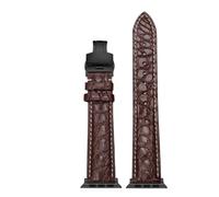 AZSHIW Bracelet en cuir souple de crocodile compatible avec les cadrans des séries 10/9/8/7/6/5 (42 mm, 45 mm, 49 mm).(Brown-blackW,42-44-45)