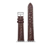 AZSHIW Bracelet en cuir souple de crocodile compatible avec les cadrans des séries 10/9/8/7/6/5 (42 mm, 45 mm, 49 mm).(Brown-silver1,38-40-41)
