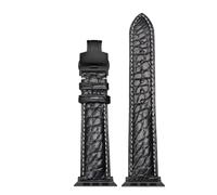 AZSHIW Bracelet en cuir souple de crocodile compatible avec les cadrans des séries 10/9/8/7/6/5 (42 mm, 45 mm, 49 mm).(Black-black w,S10-42MM)