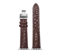 AZSHIW Bracelet en cuir souple de crocodile compatible avec les cadrans des séries 10/9/8/7/6/5 (42 mm, 45 mm, 49 mm).(Brown-silverW,38-40-41)